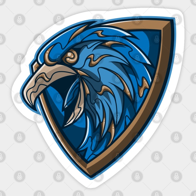 shield of the smart eagle bronze and blue Sticker by FamiFriki_V